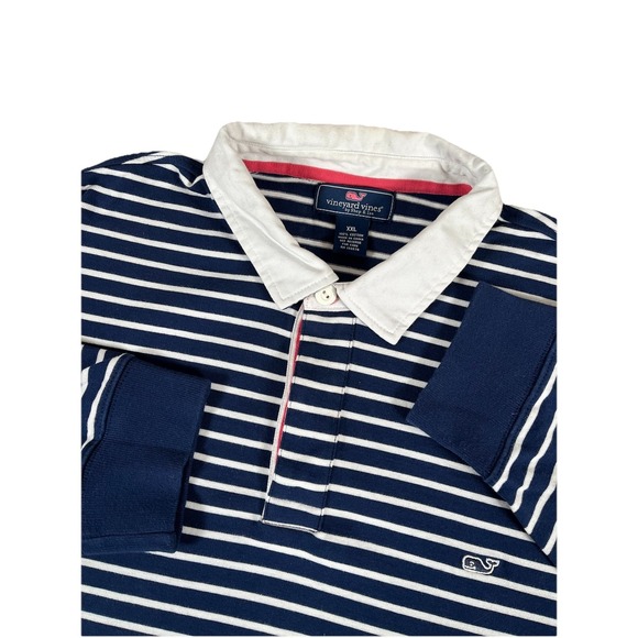 Vineyard Vines Other - Vineyard‎ Vines White & Navy Blue Striped L/S Rugby Shirt Men's XXL Heavy Cotton